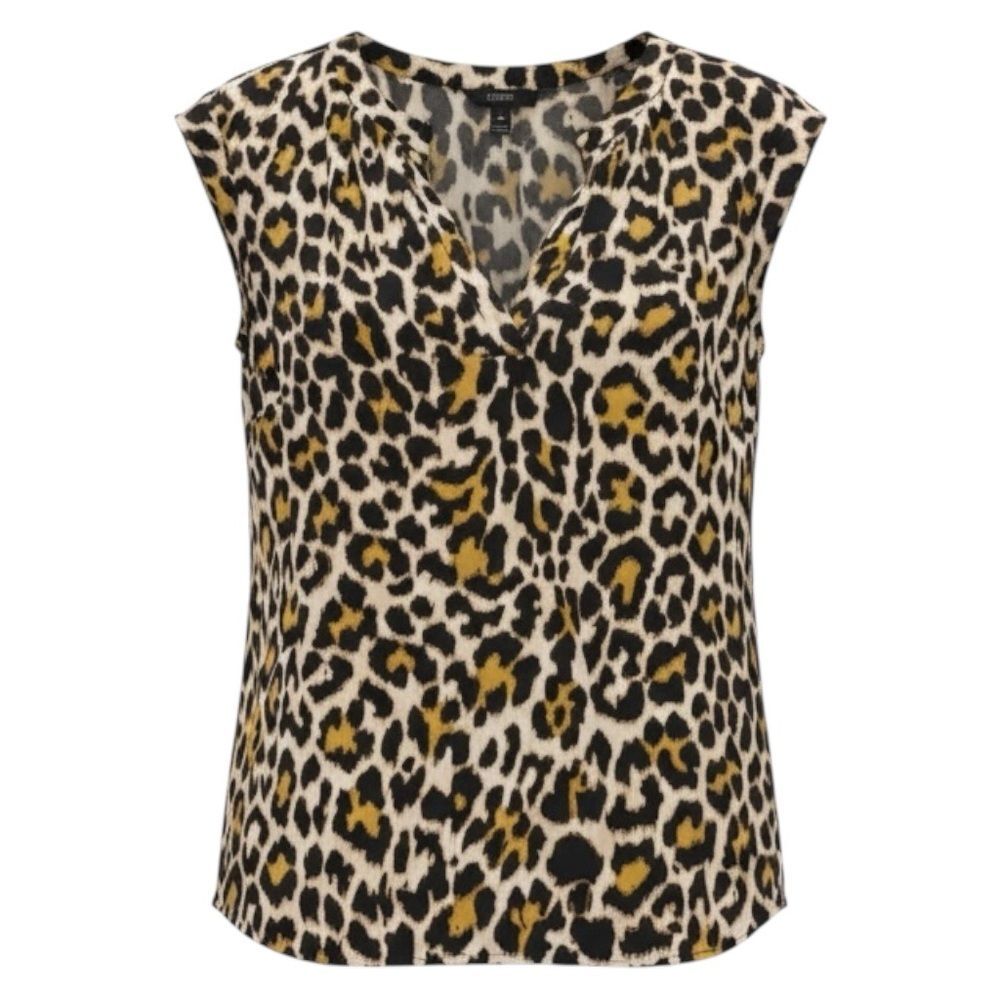 J. Crew Leopard Cheetah Print Silk Cap Sleeve Top